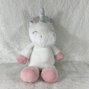 KellyBaby 18" Cuddle Baby Unicorn Plush Toy White/Pink/Silver Infant Rattle  NWT